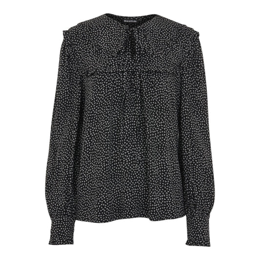 Whistles Black Y Print Ruffled Blouse - 12
