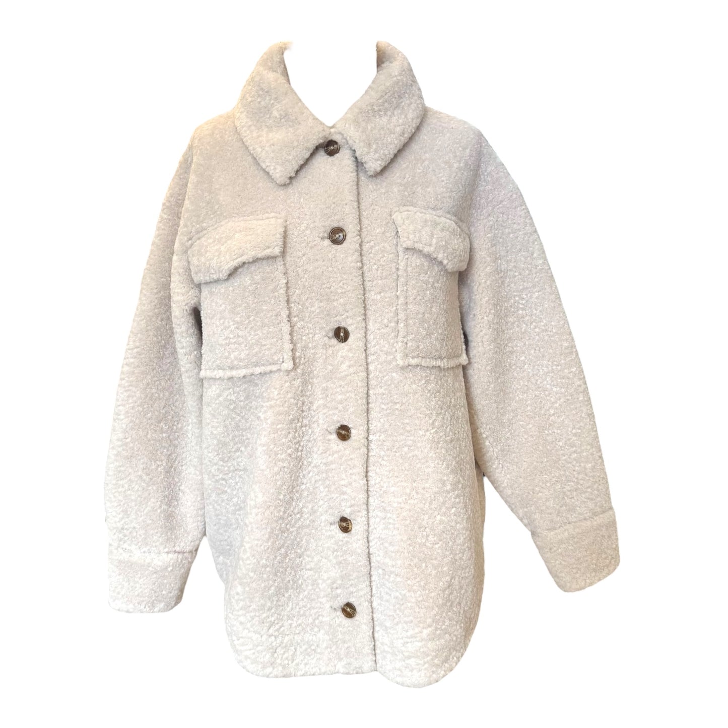 Maje Cream Shearling Coat - 12/14 - NEW