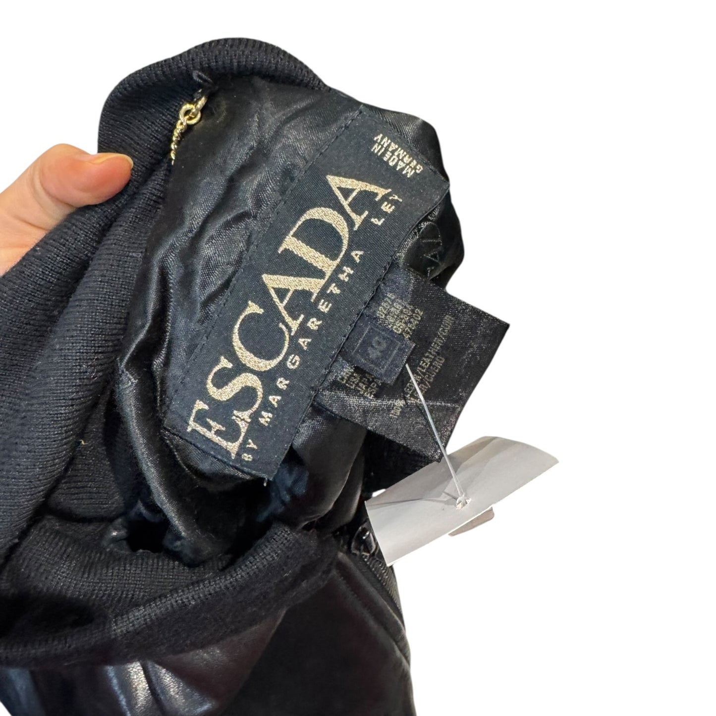 Escada Black Leather Cropped Bomber Jacket - 12