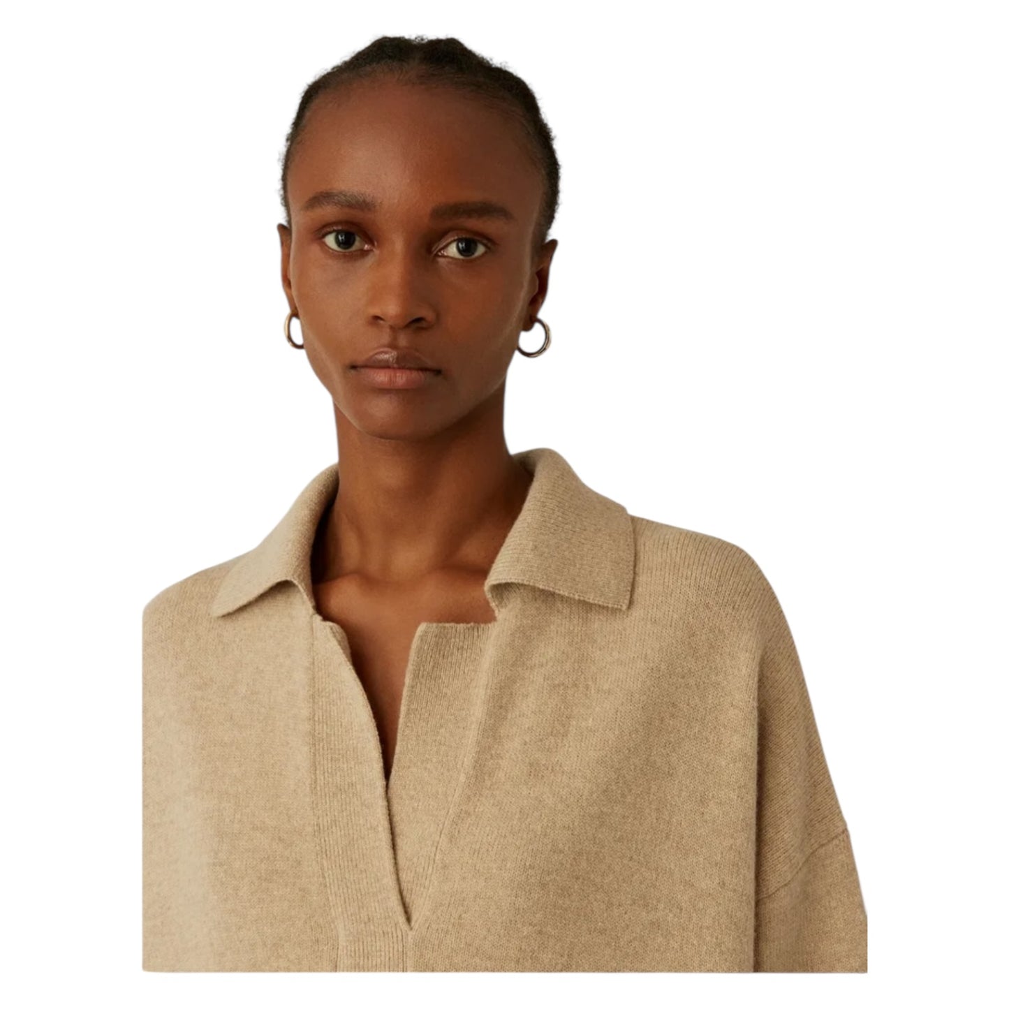 Joseph Taupe Wool Polo O'Size Knit Dress - 12/14 - NEW