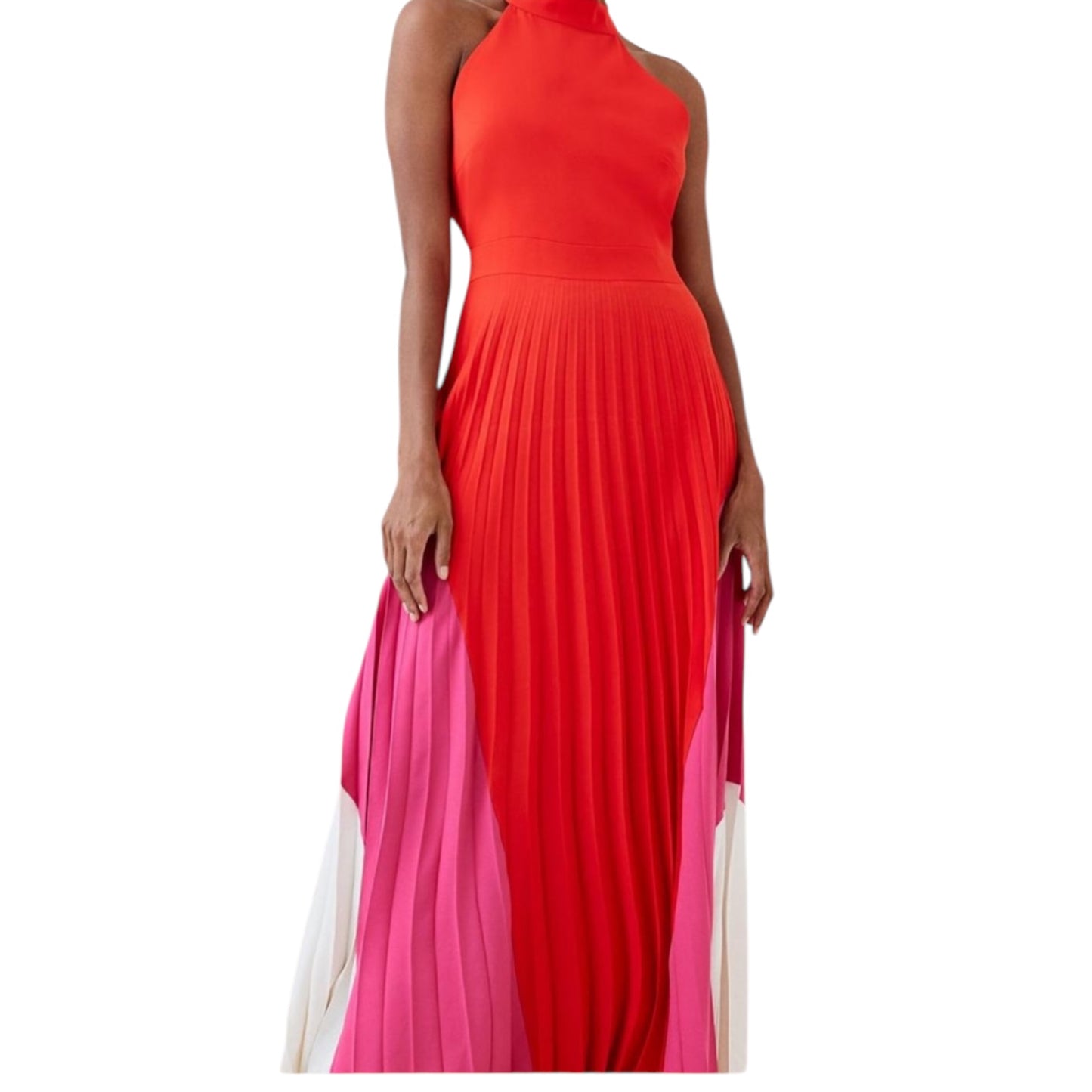 Karen Millen Red Pink and White Evening Dress - 6