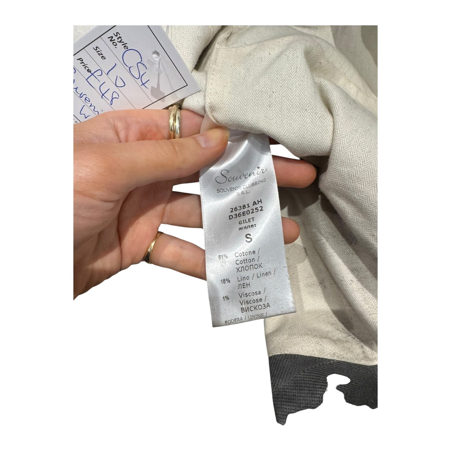 Souvenir Grey Cotton and Linen Waistcoat - 10