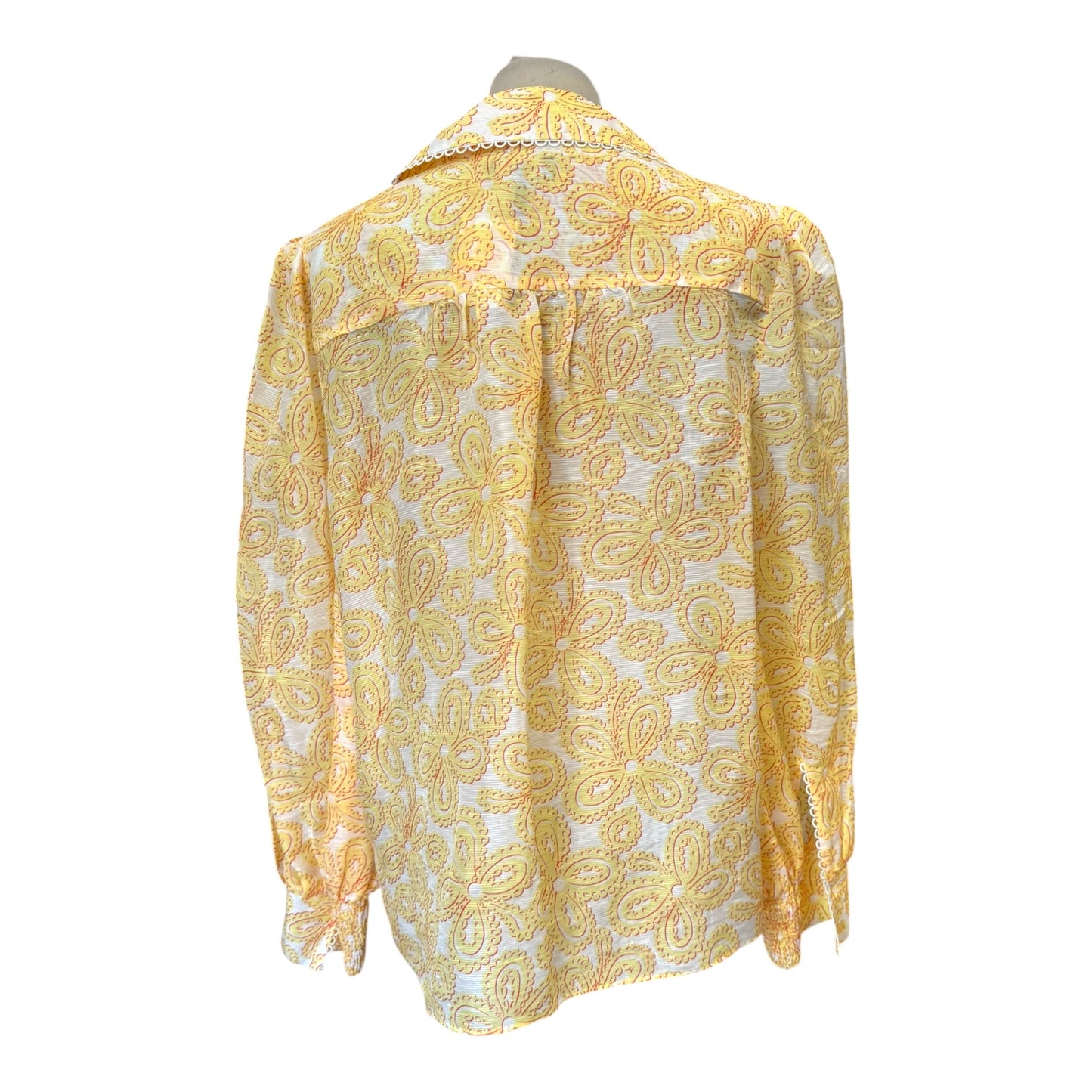 Me + Em Silk Linen Lace Balloon Sleeve Blouse - 14