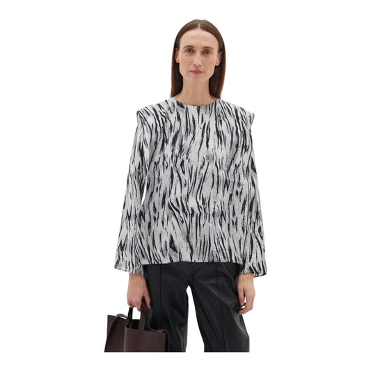 InWear Milda Granite Grey Abstract Blouse - 12 - NEW