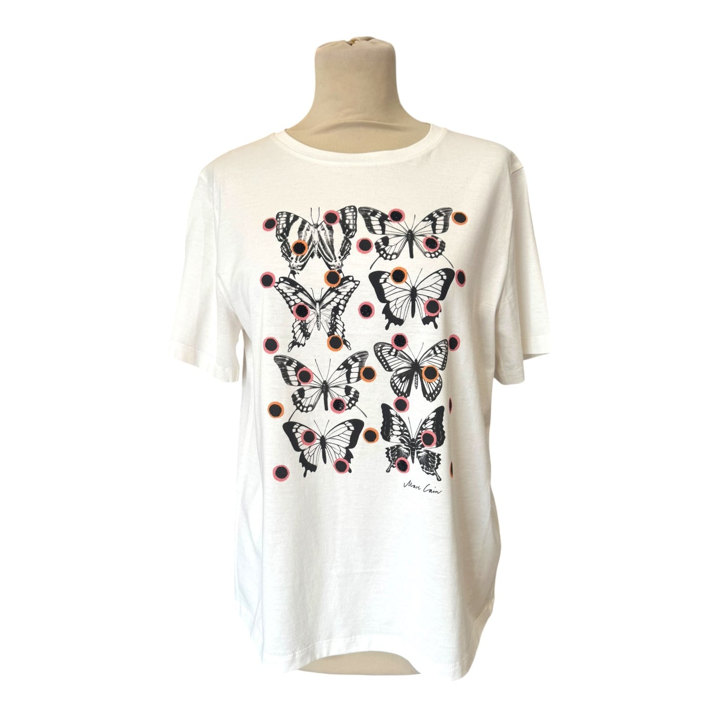 Marc Cain White Butterfly Print T Shirt - 12
