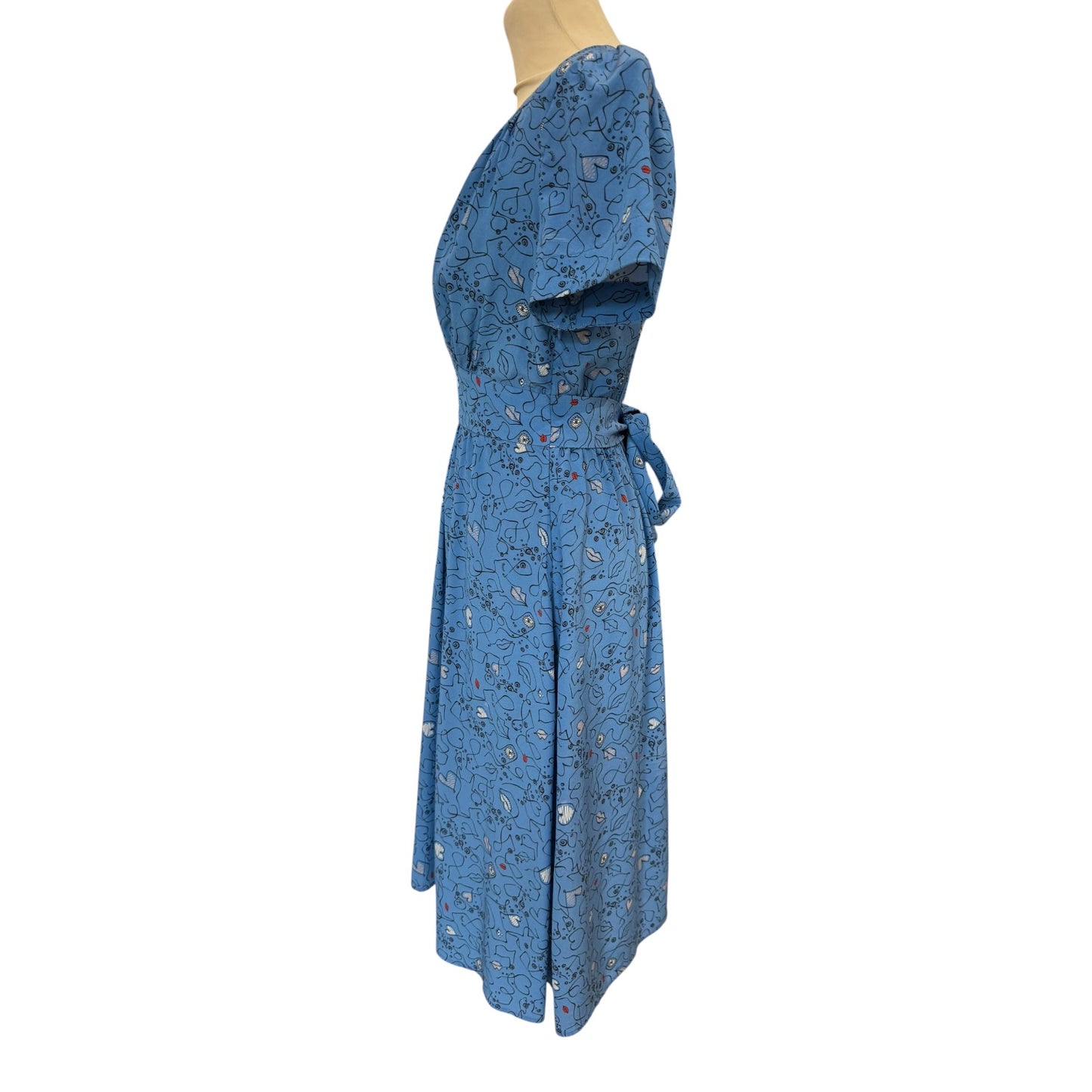 Cefinn Silk Blue Wrap Dress - 6/8