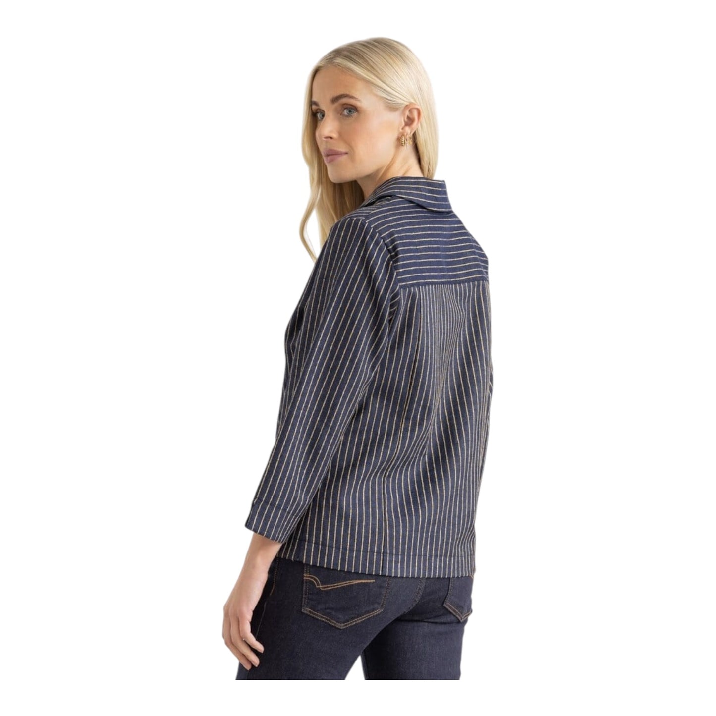 Klass Striped Three Quarter Sleeve Blazer - 10