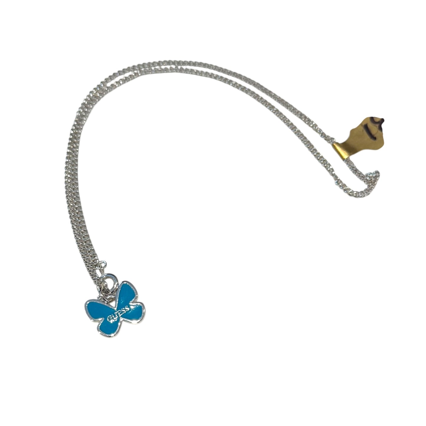 Guess Turquoise and Silver Butterfly Necklace