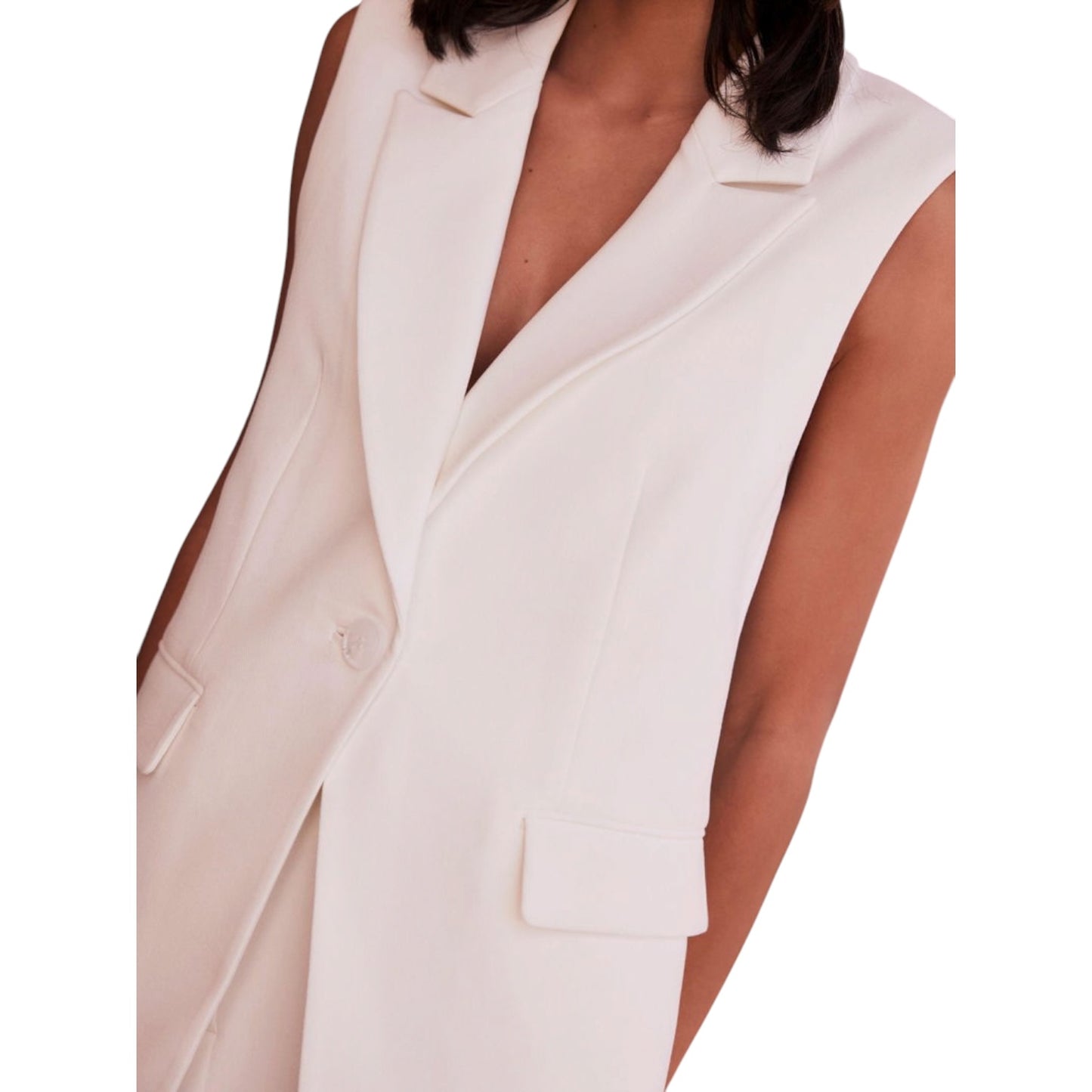 Mint Velvet  Longline Waistcoat in Ivory - 16 - NEW