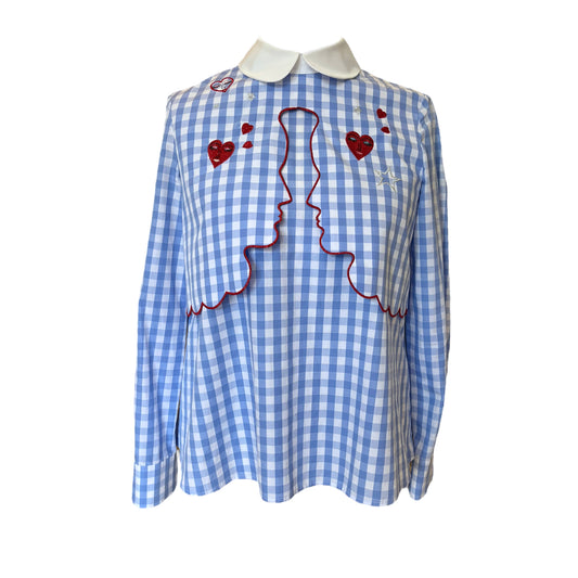 Vivetta Check Blue Heart Motif Shirt