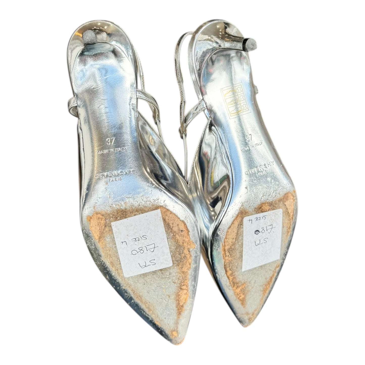 Givenchy Silver Mirror 3V Slingback Pumps - 37/4