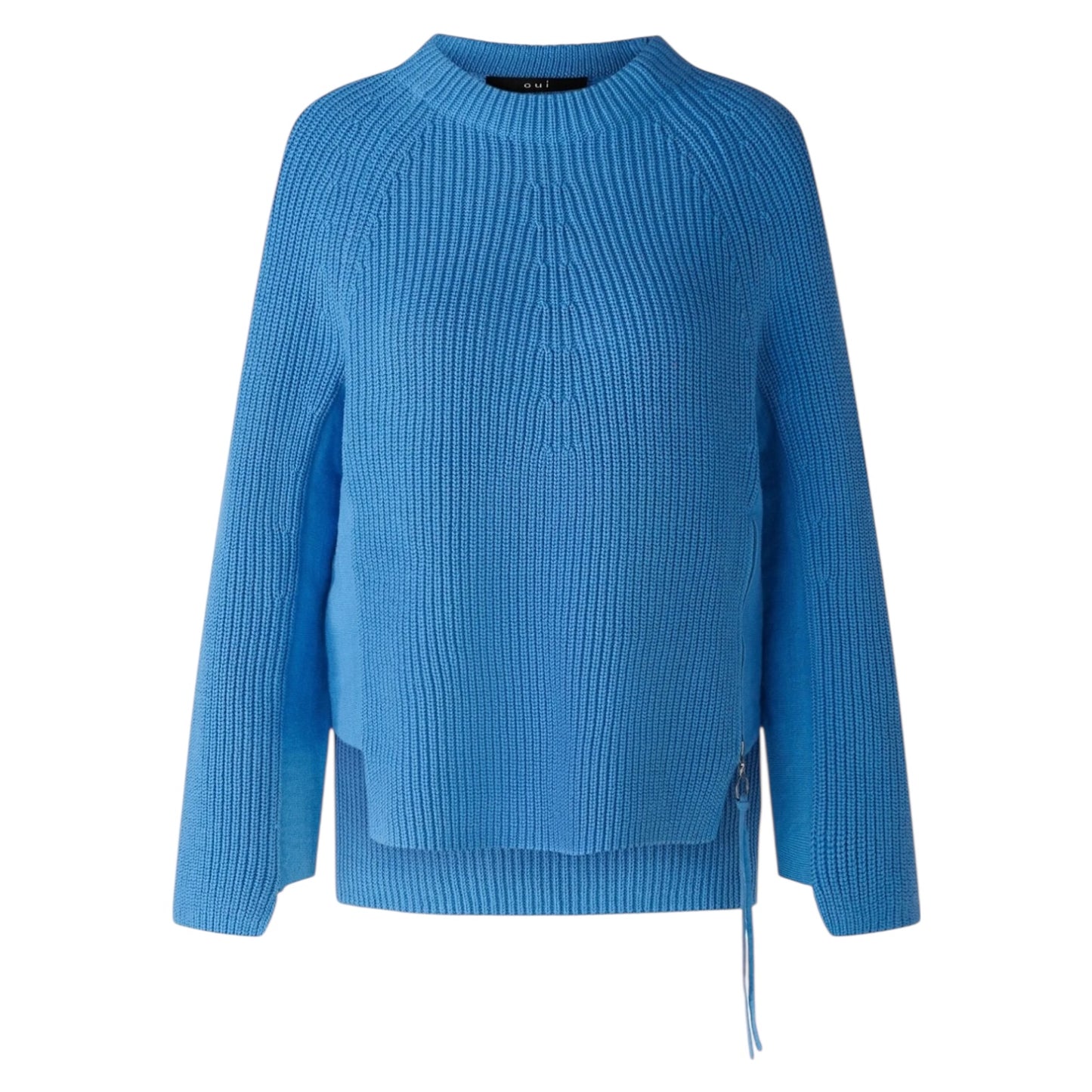 Oui Blue Cotton Rib Knit Sweater - 18