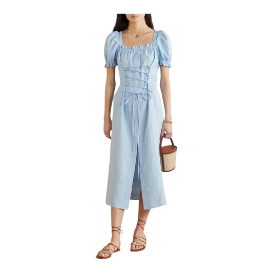 Sleeper Marquise Linen Dress in Azure Blue - 12/14