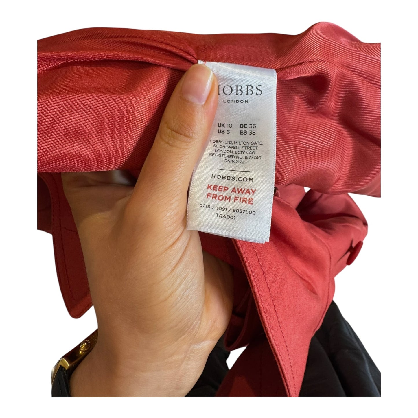 Hobbs Rust Orange Double Breasted Coat - 10