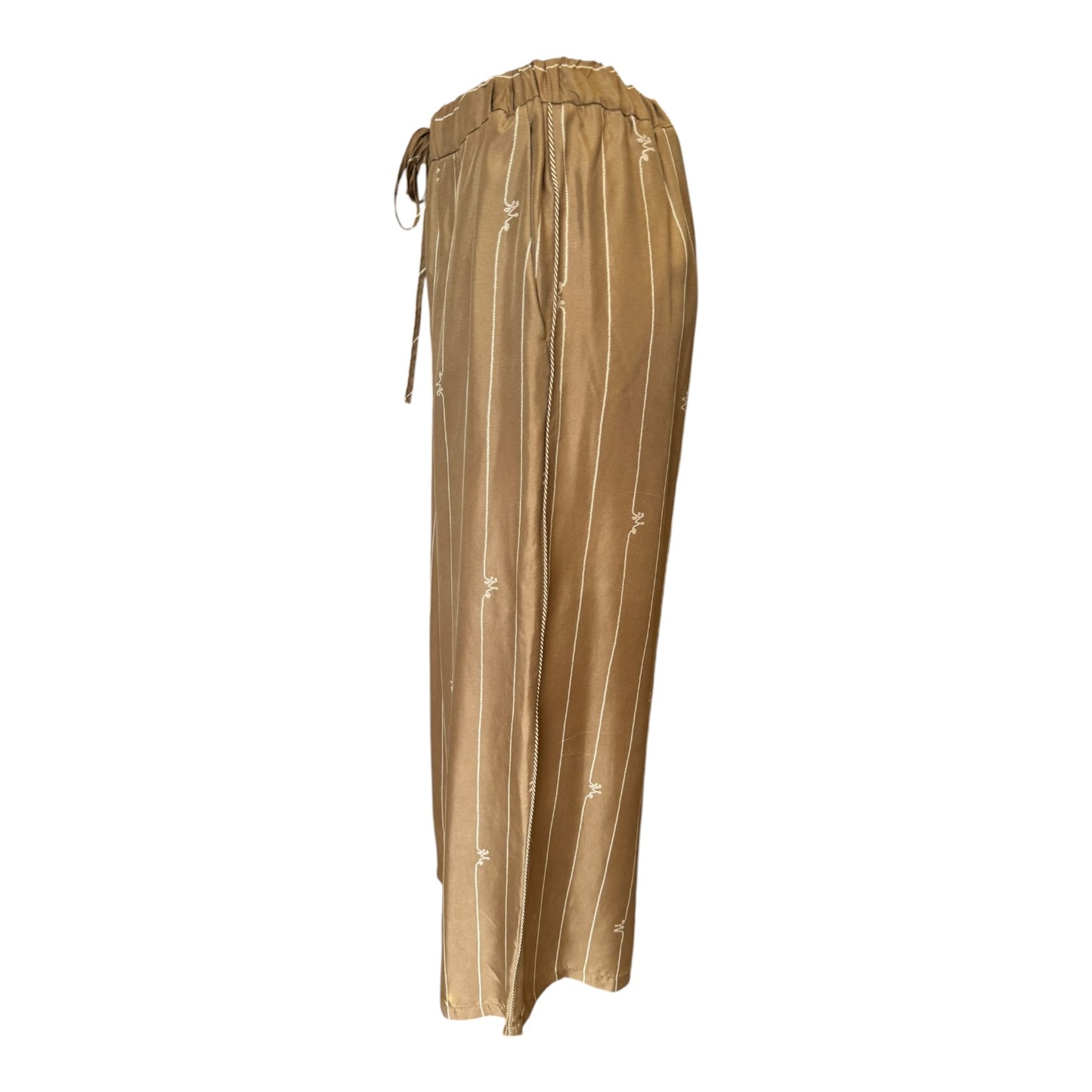 Max Mara Tan and White 'Calabra' Silk Trousers - 12