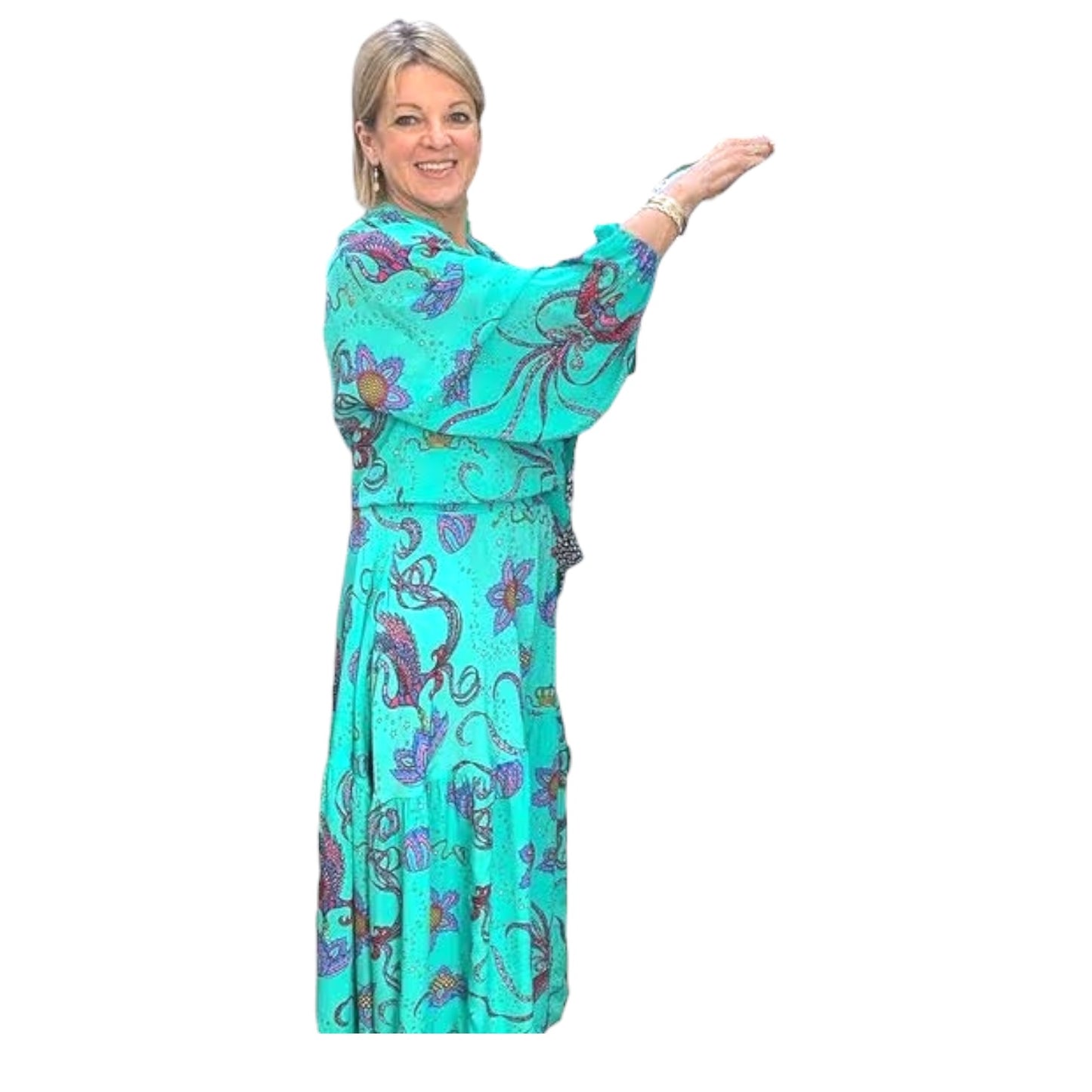Stardust Turquoise Patterned Dress - 16