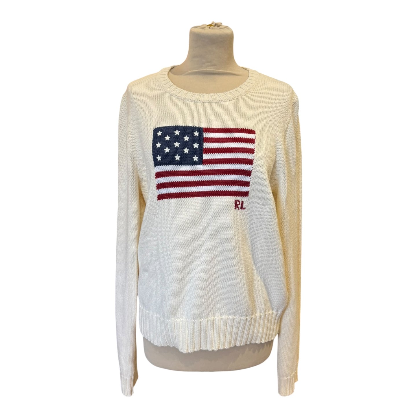Ralph Lauren The Iconic Flag Jumper in Cream - 12/14