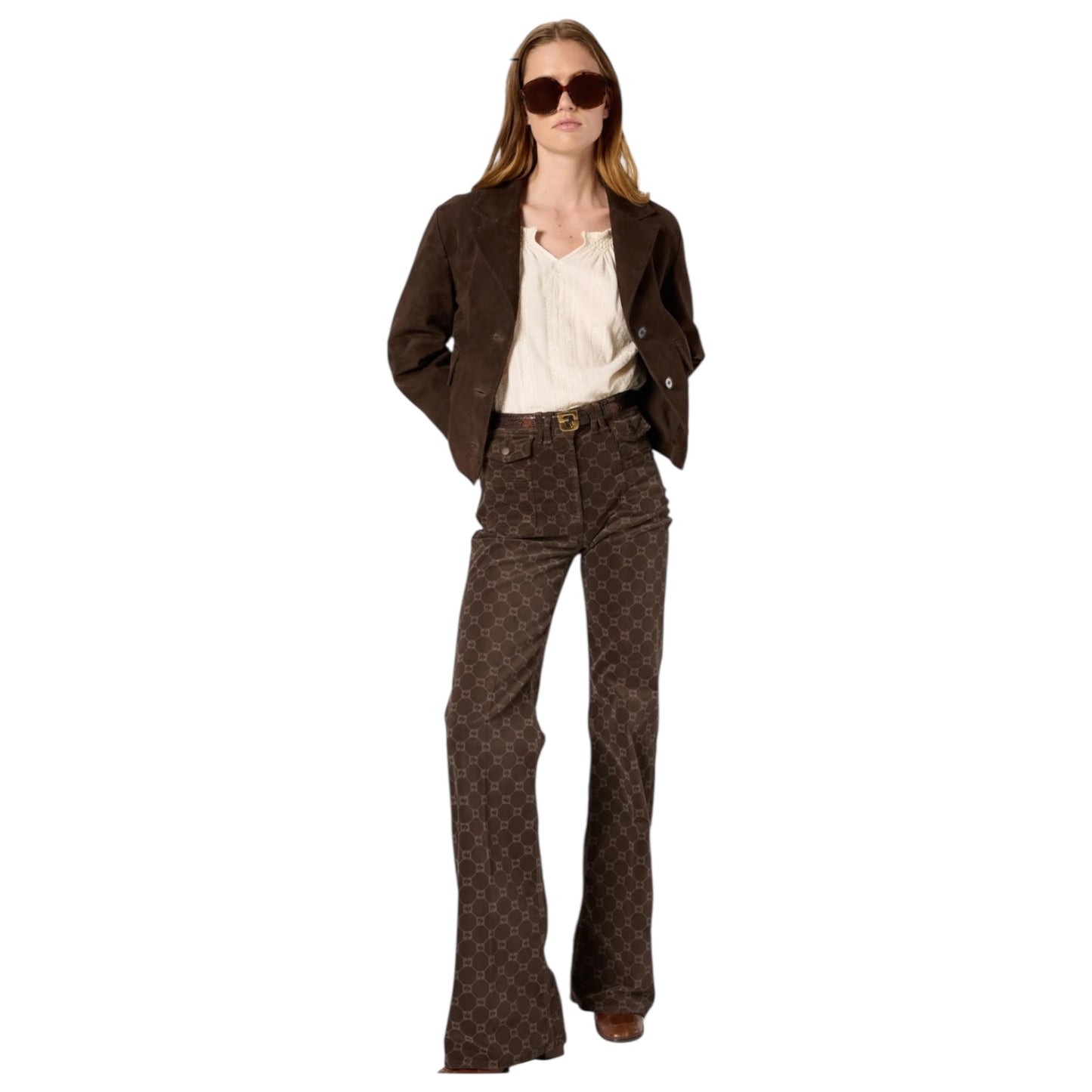 Gerard Darel Flared Brown Corduroy Trousers - 12