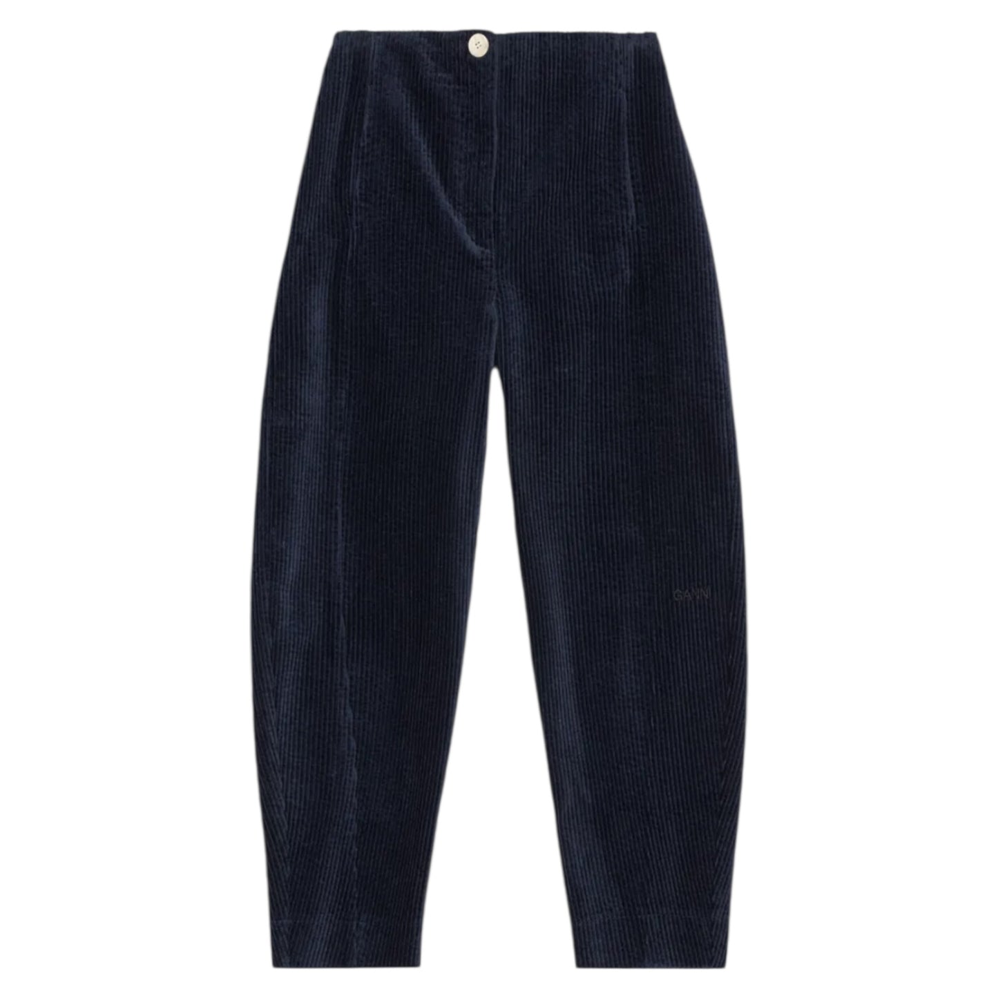 Ganni Navy Cord Barrel Leg Trousers - 10/12