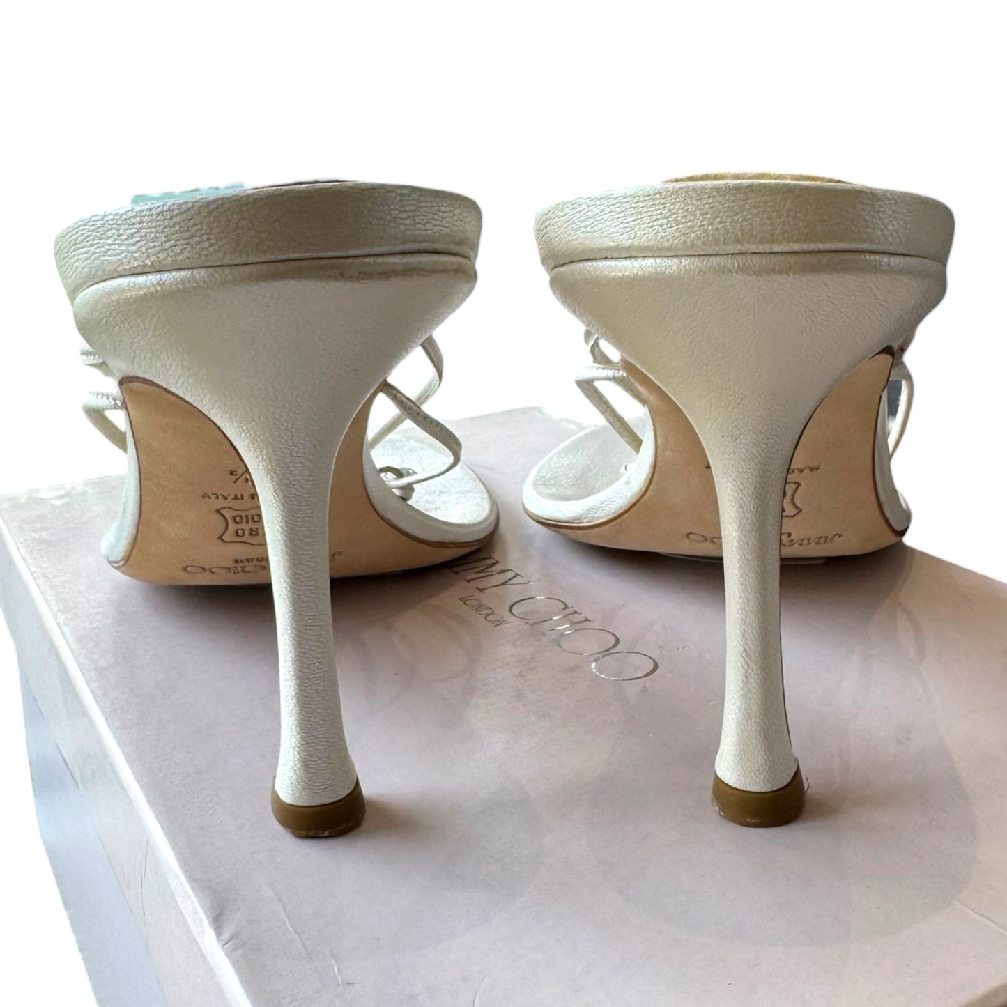 Jimmy Choo Platinum Paisley Motif Heels - 39.6 / 6.5