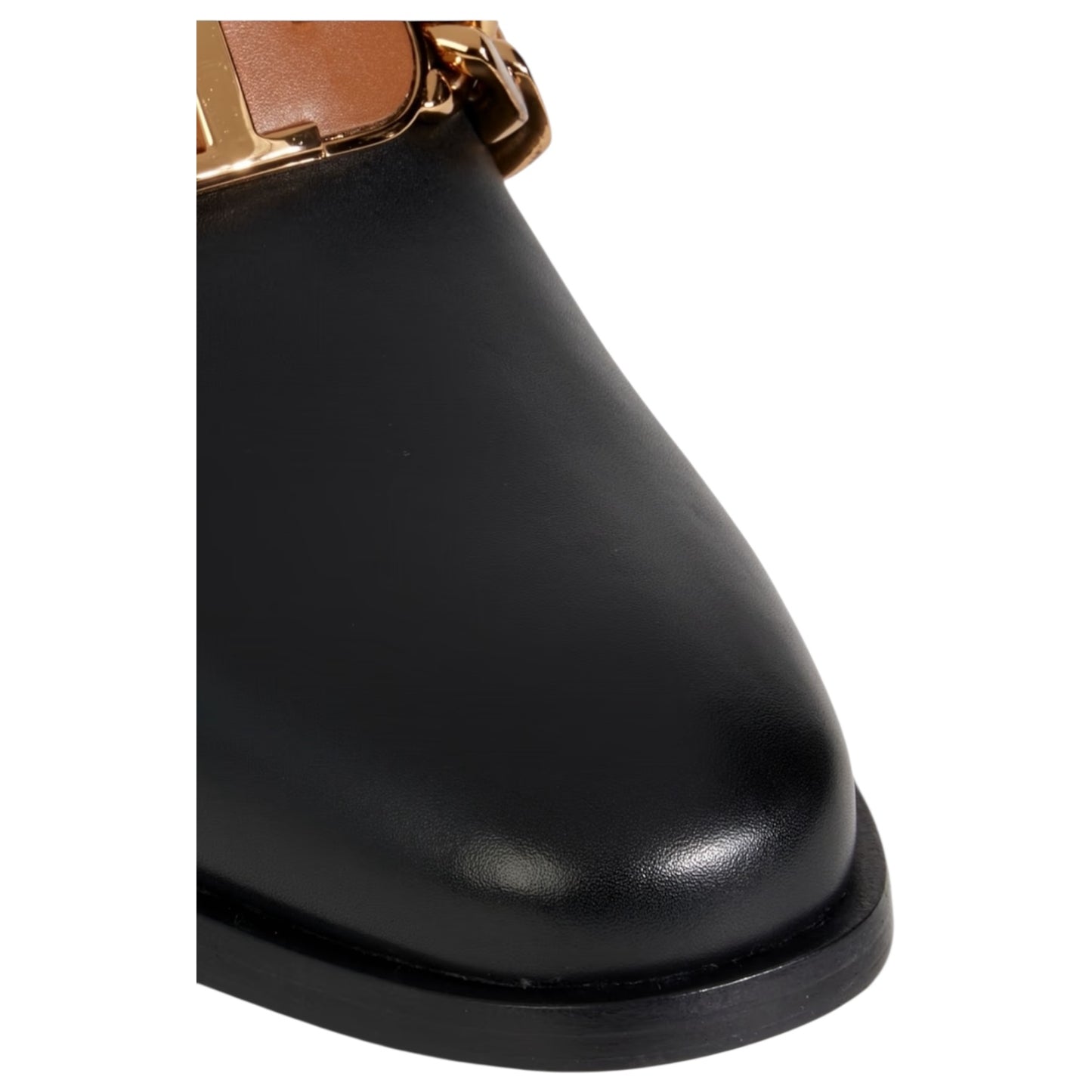 Tod's Black Leather Heeled Pumps with Gold Chain - 38/5