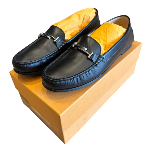 Tod's Black Leather Double T Driving Shoes - 38.5/5.5