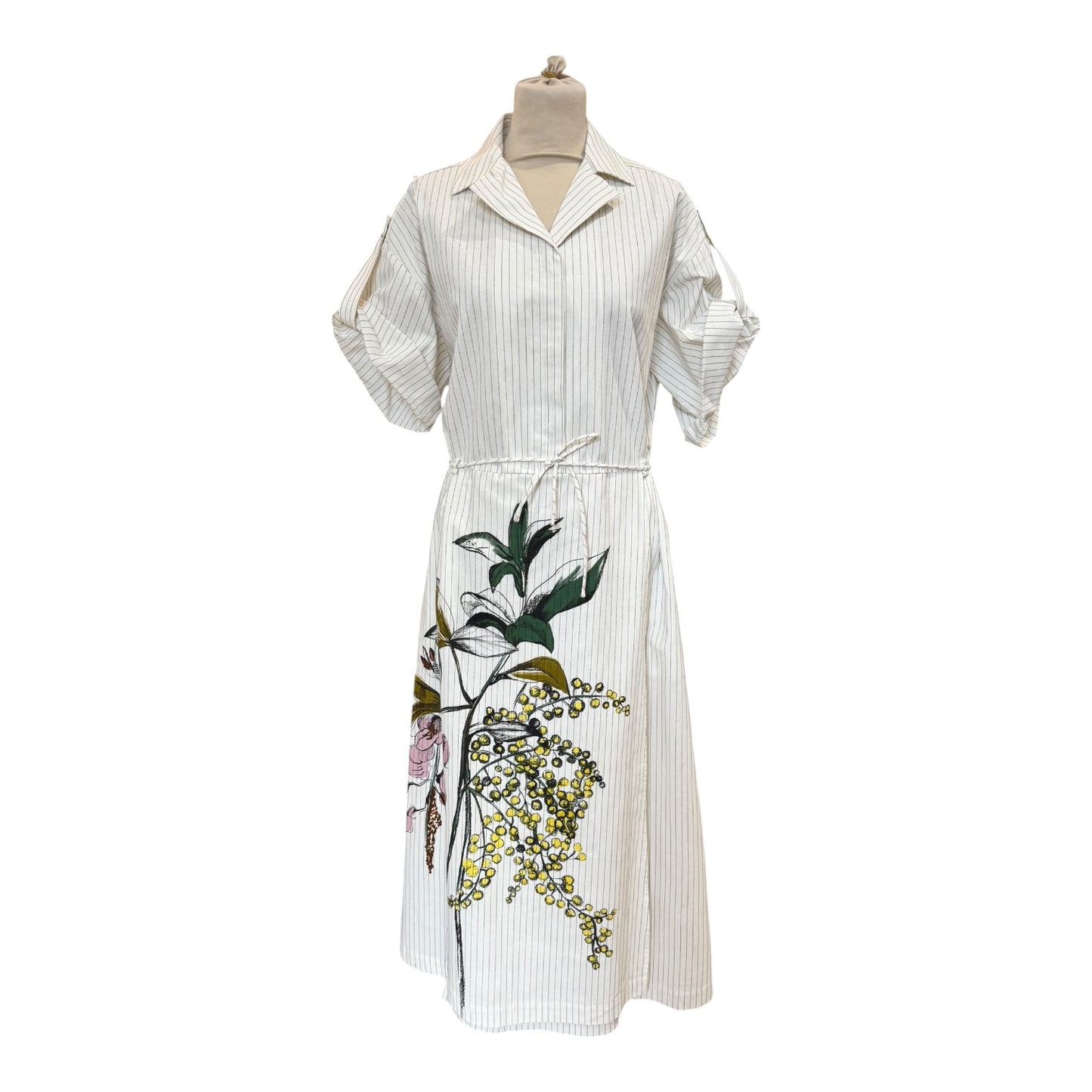 Stine Goya Striped Printed Cotton Midi Shirt Dress - 12