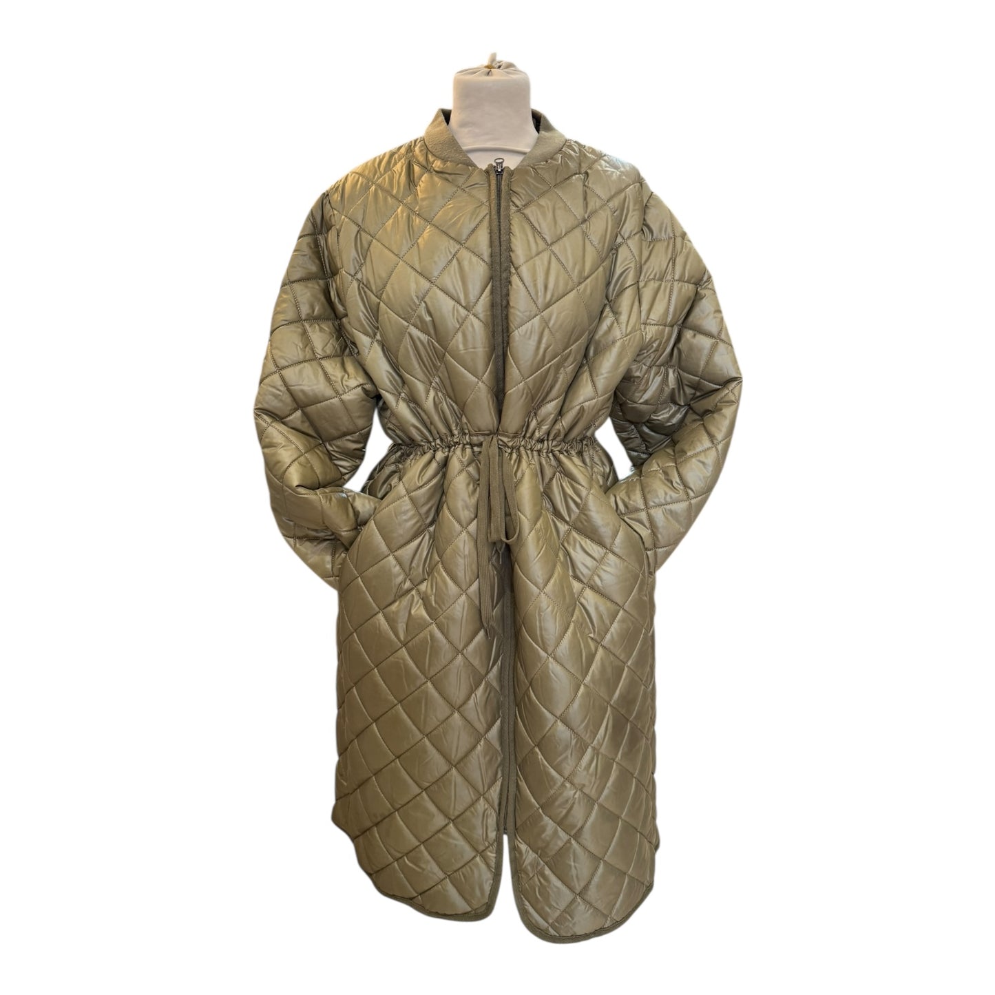 Jessica Graff Khaki Quilted Coat - 18