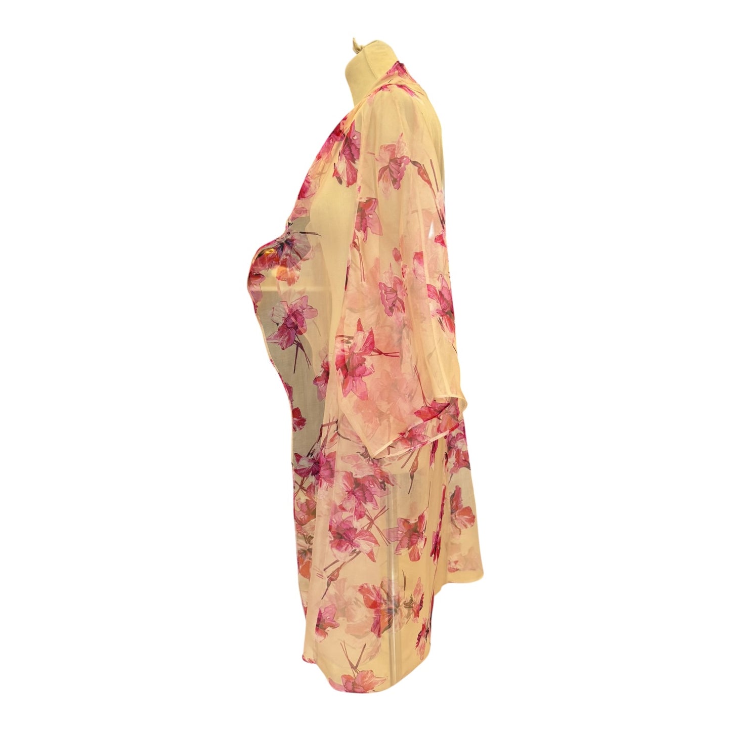 Marina Rinaldi Pink Floral Silk Duster Coat - 16 - NEW