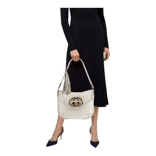 Gucci Interlocking G Ivory Britt Tassel Hobo Bag