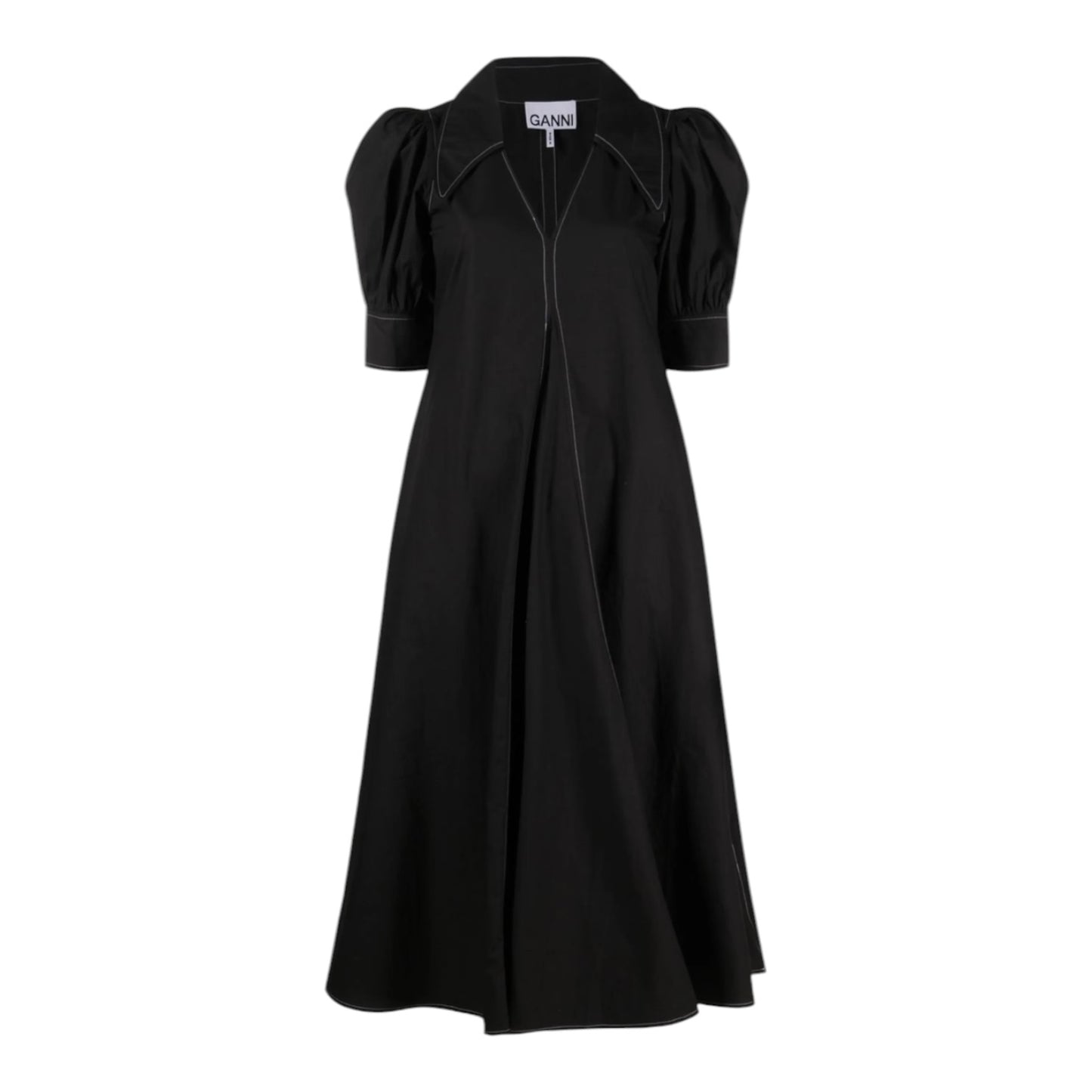 Ganni Black Collared Dress - 12