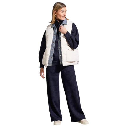Tribal Jeans Denim Fooler Puffer Vest in Cream - 14/16