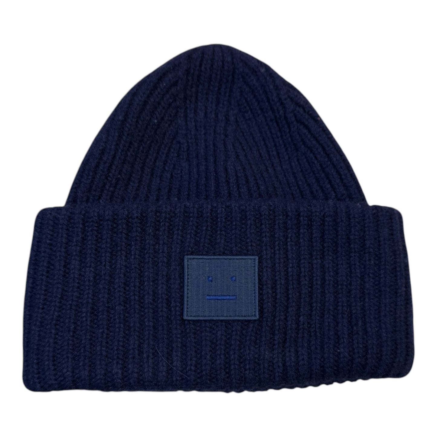 Acne Studios Navy Face Logo Wool Beanie