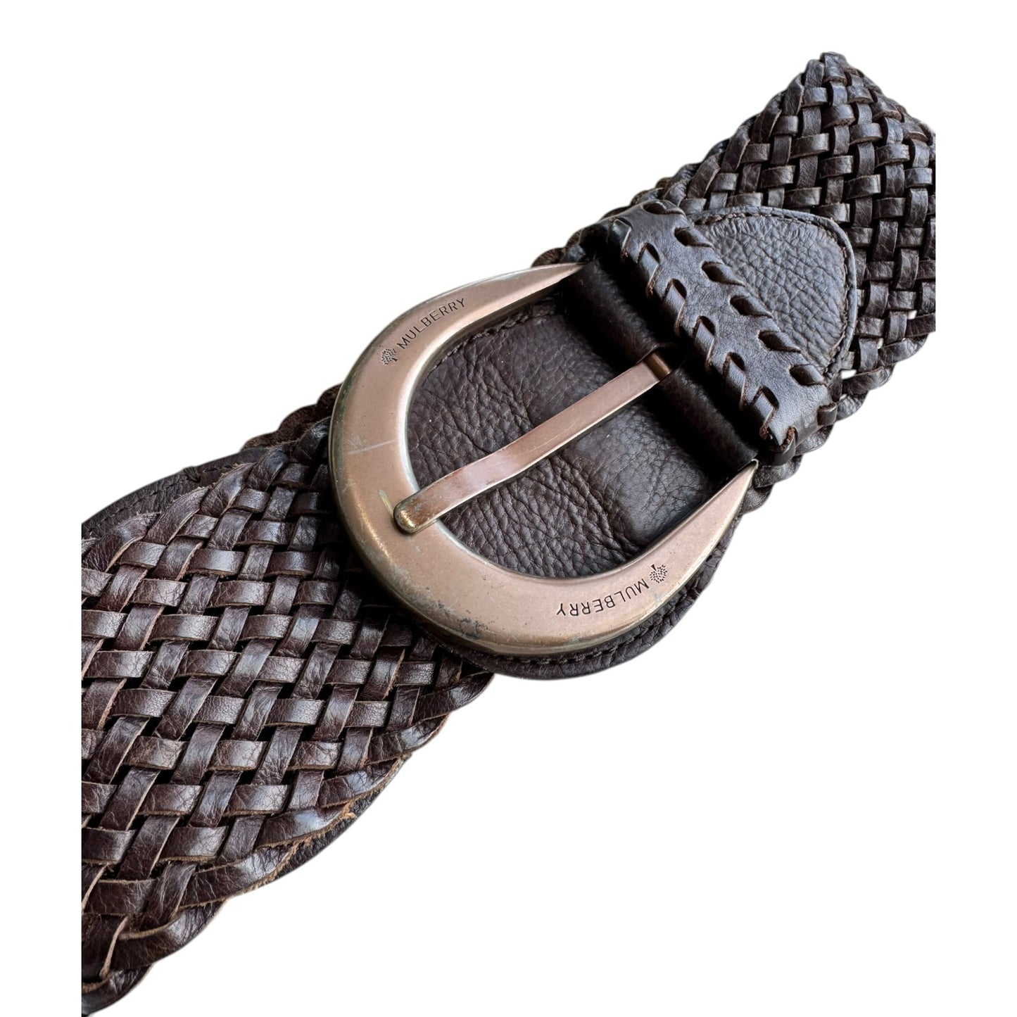 Mulberry Brown Woven Leather Belt - M