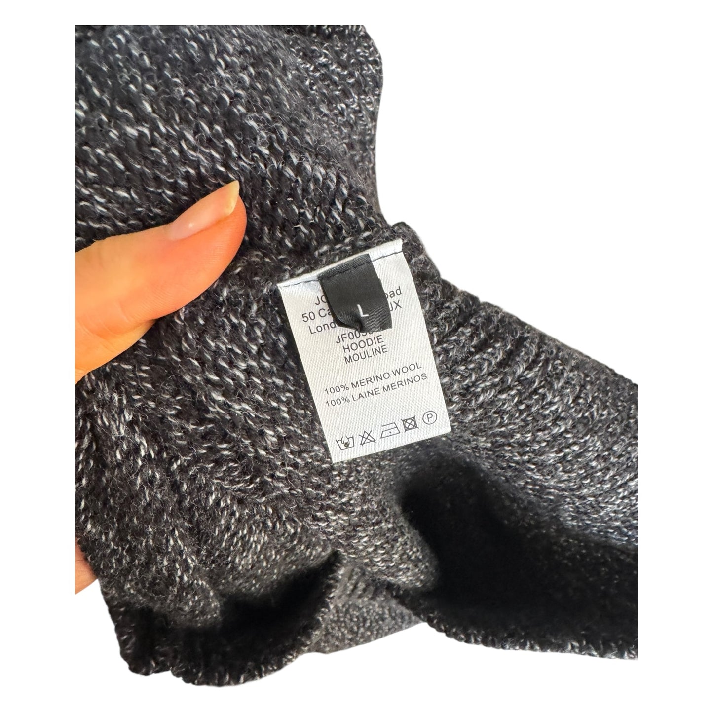 Joseph Black Marl Merino Wool Hoodie - 12