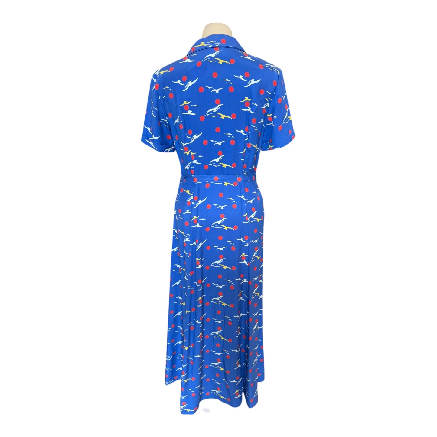 HVN Silk Long Maria Dress in Blue Bird Print - 8