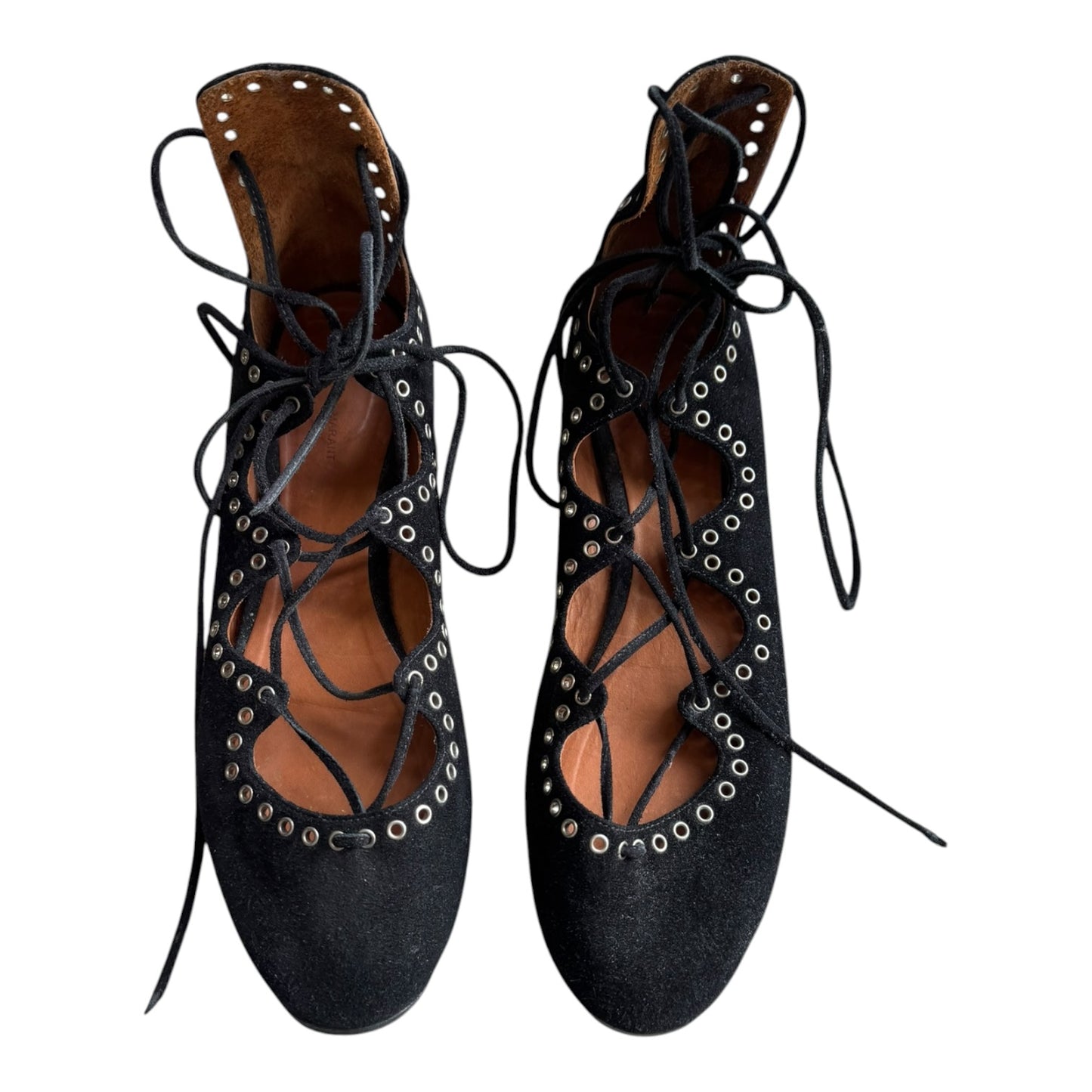 Isabel Marant Black Leo Lace Up Ballet Flats - 41/8
