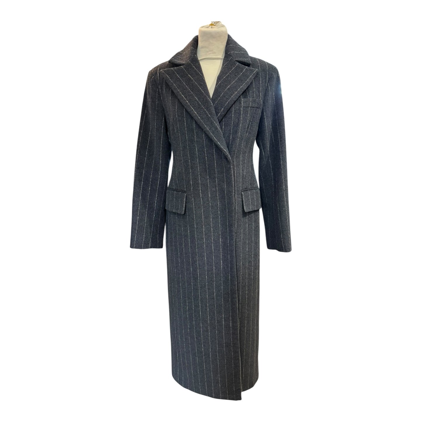 By Anthropologie Pinstripe Hourglass Wool-Blend Coat - 8
