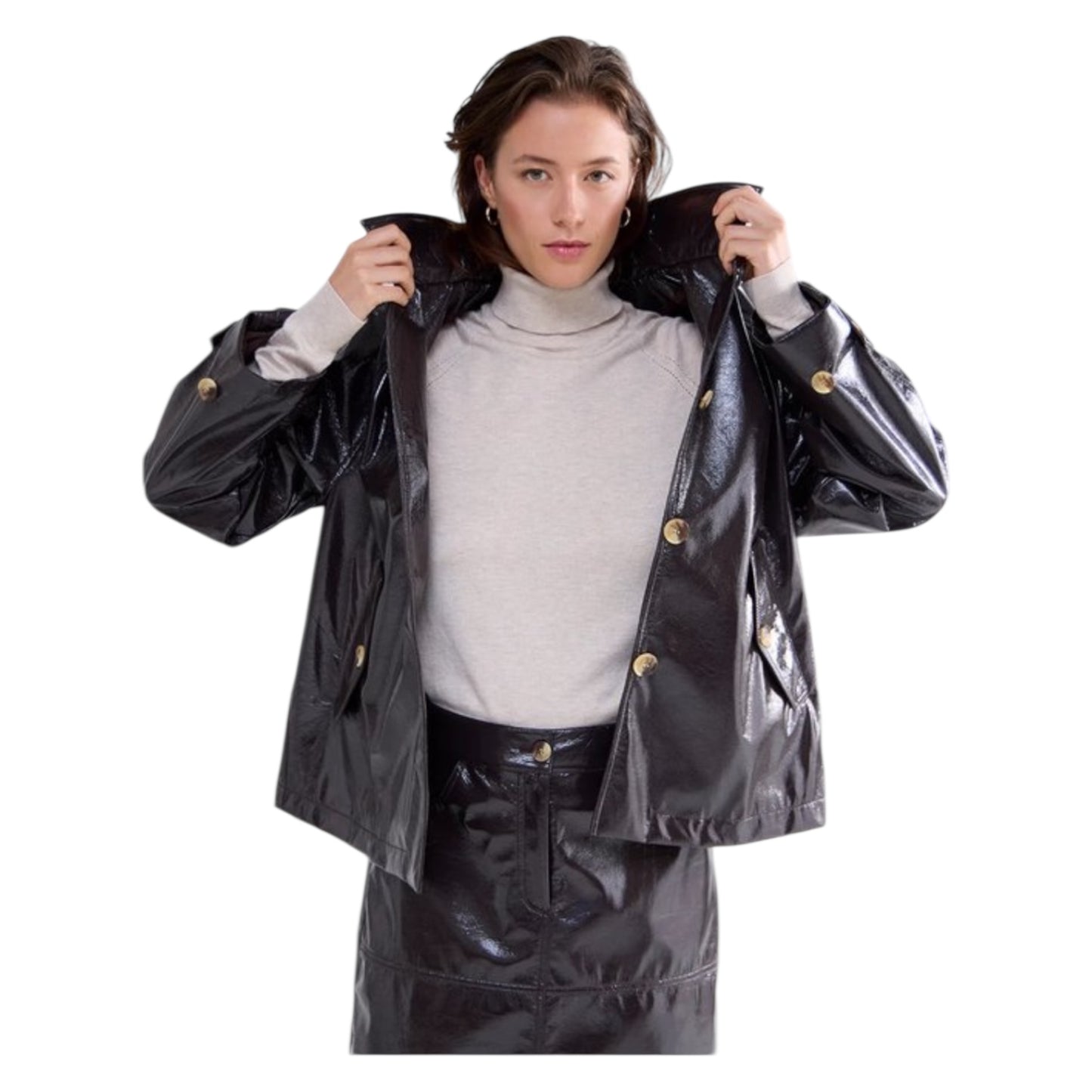 Summum Chocolate Brown Patent Jacket - 16