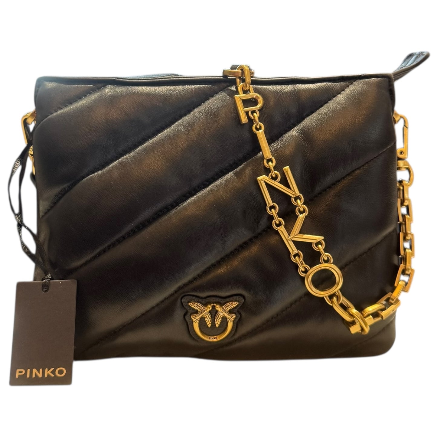 Pinko Mini Puff Bag with Spellout Detachable Crossbody Strap