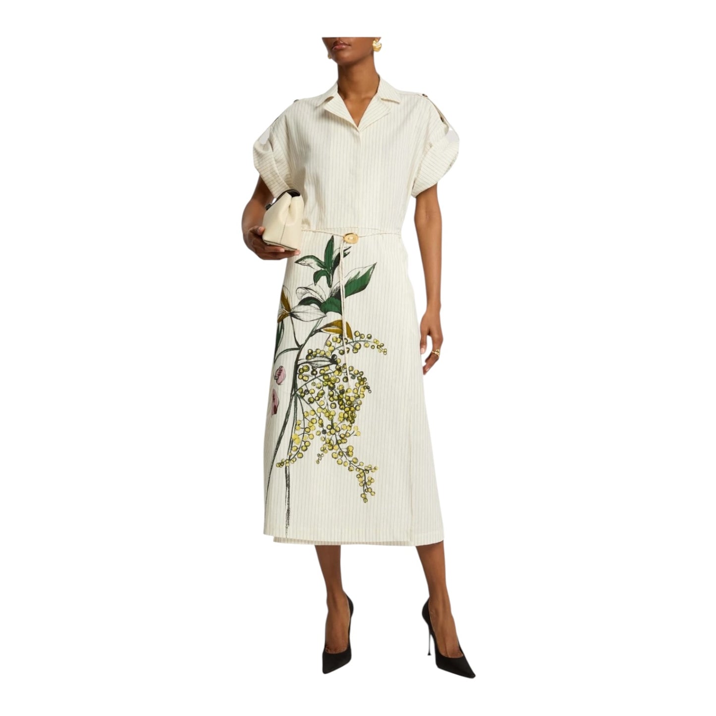 Stine Goya Striped Printed Cotton Midi Shirt Dress - 12