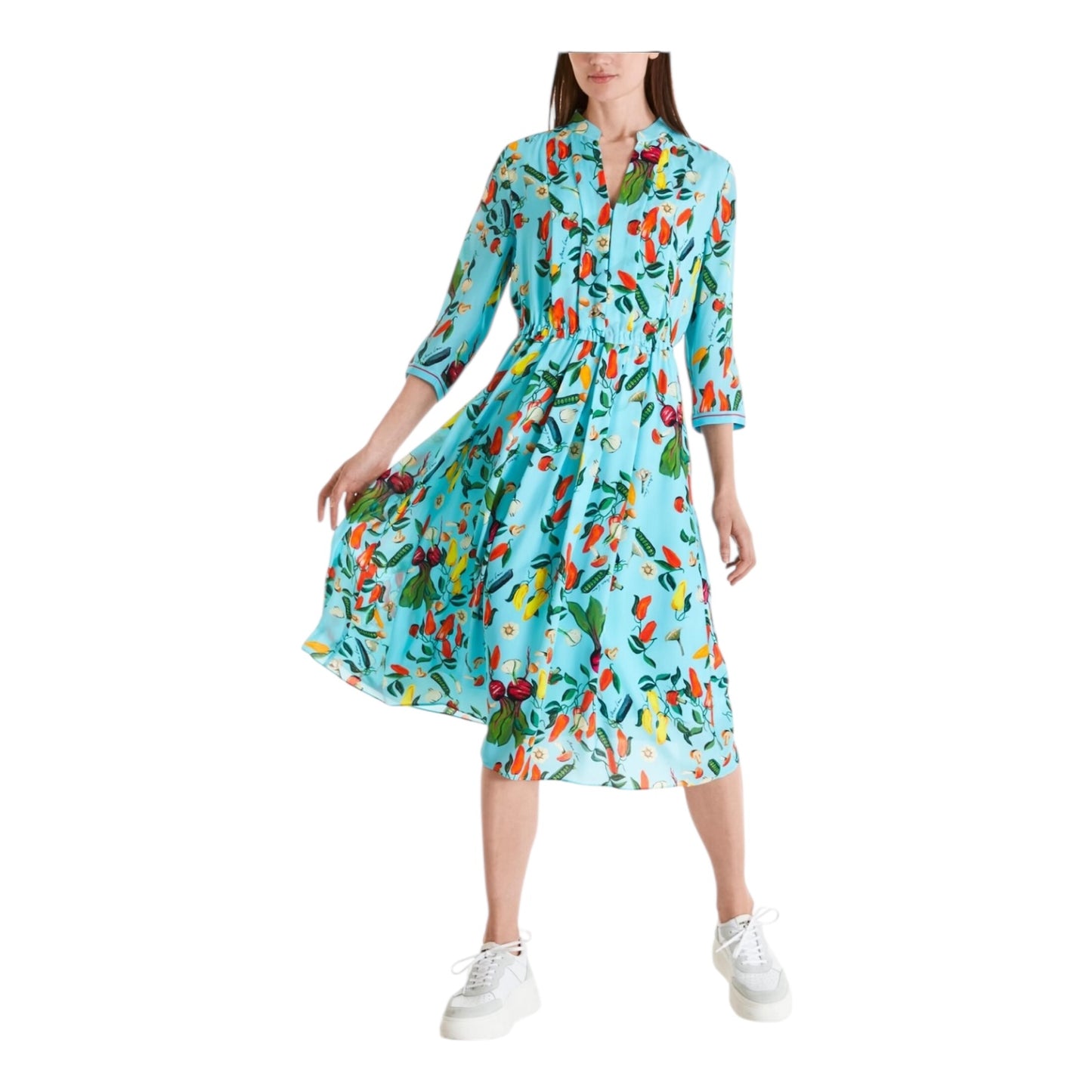 Marc Cain Turquoise Vegetable Motif Dress - 8