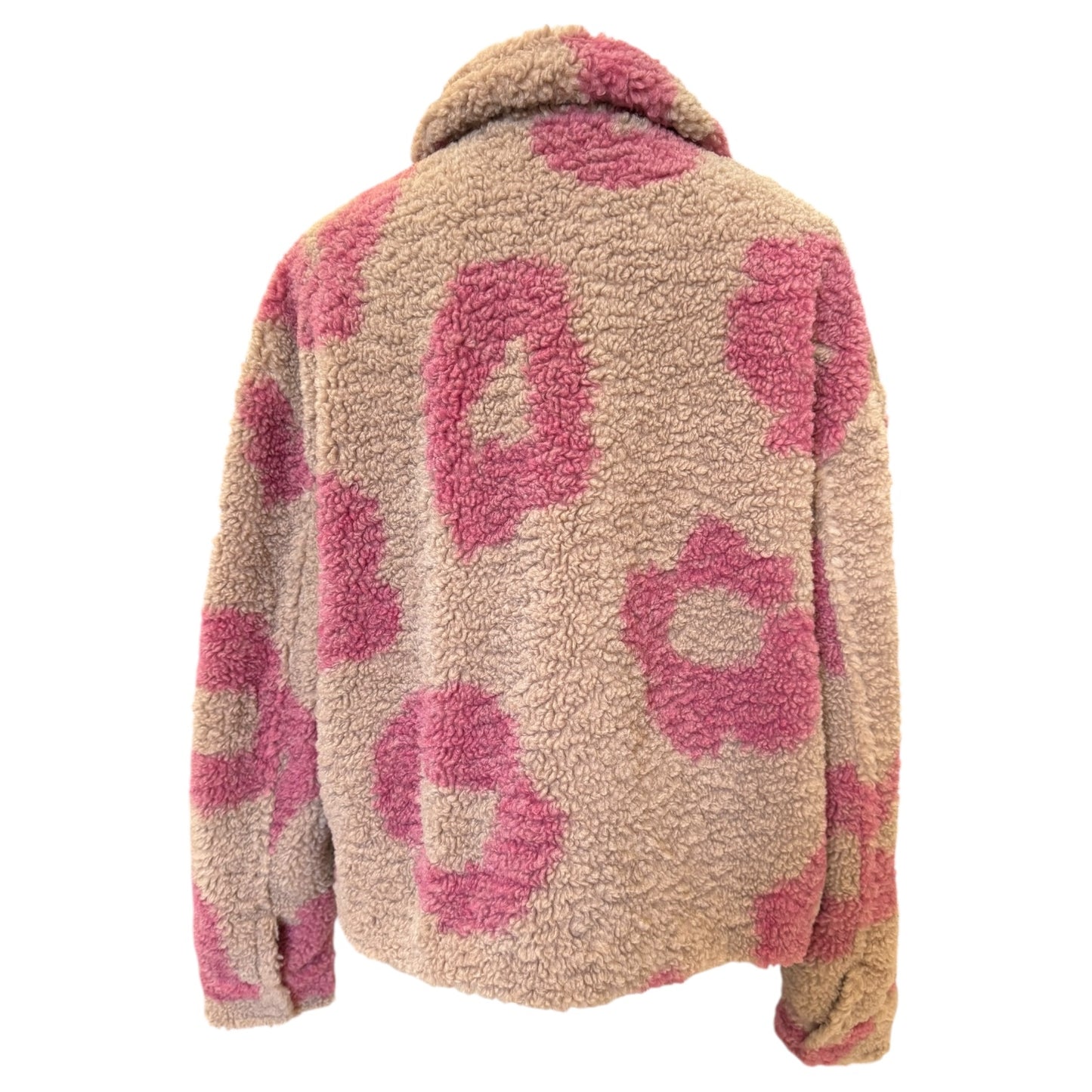 Frieda and Freddies Beige and Pink Animal Print Teddy Jacket - 12