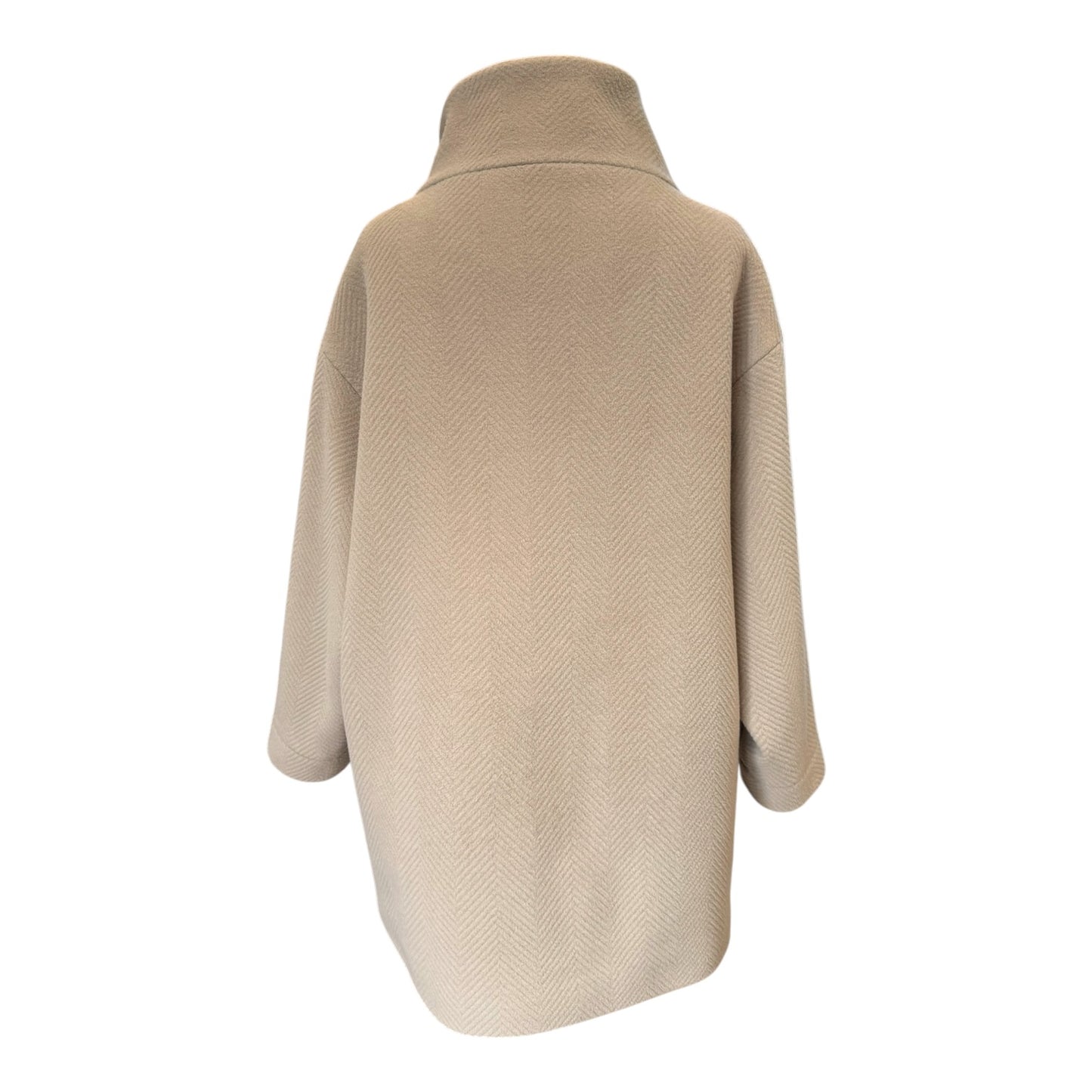 Herno Beige Herringbone Zip Up Coat - 12/14