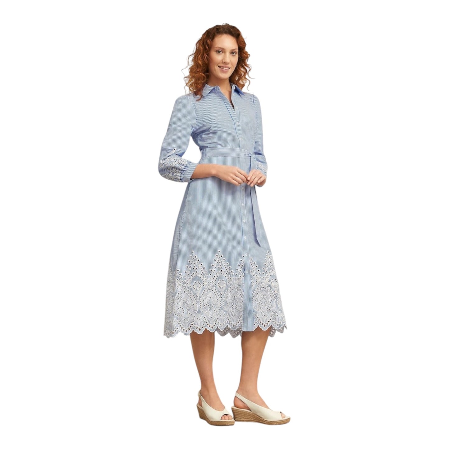 Hobbs Blue Ivory Juliette Cotton Dress - 10