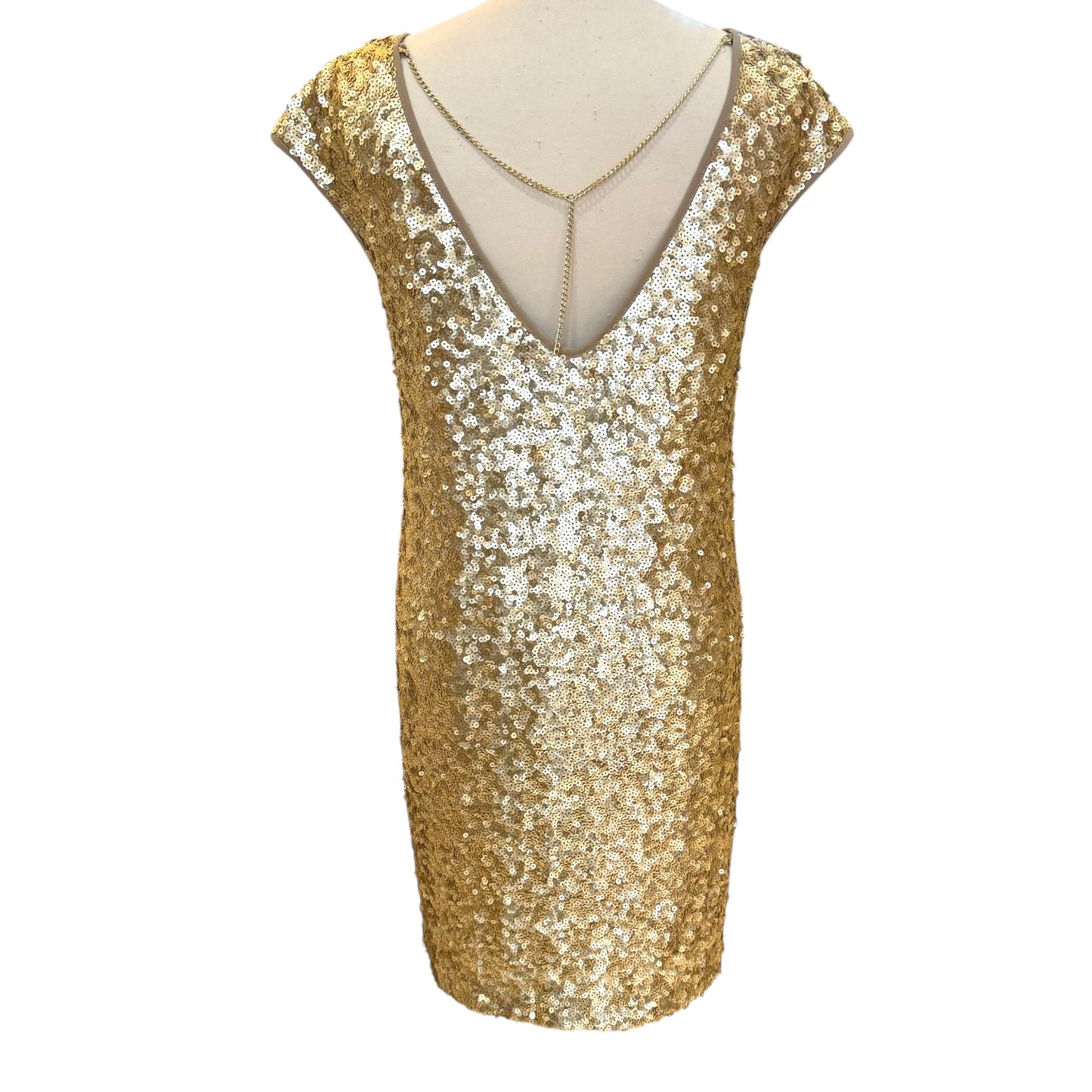 Liu Jo Gold Sequin Dress with Chain Detail - 10