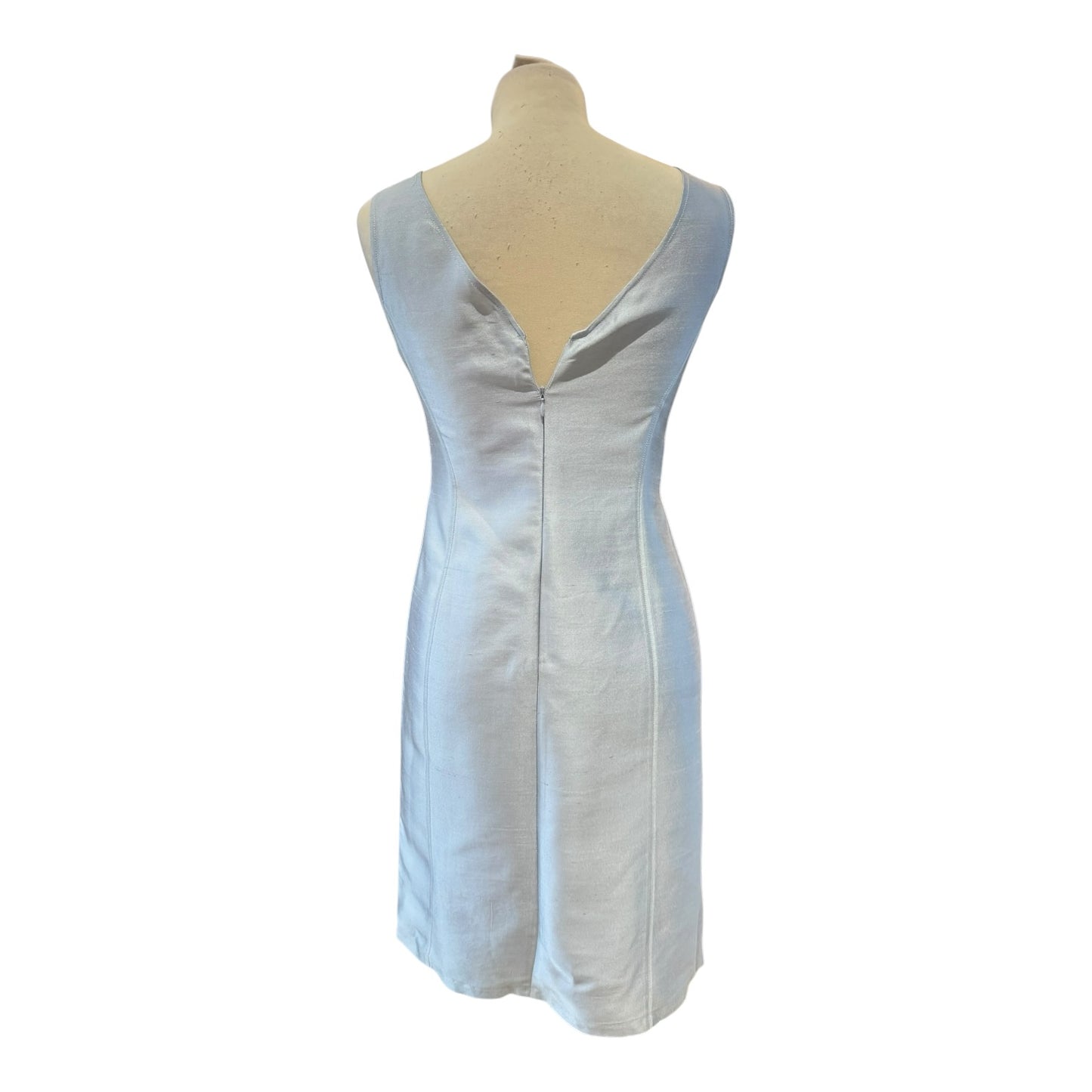 Armani Silver Silk and Wool Shift Dress - 6/8