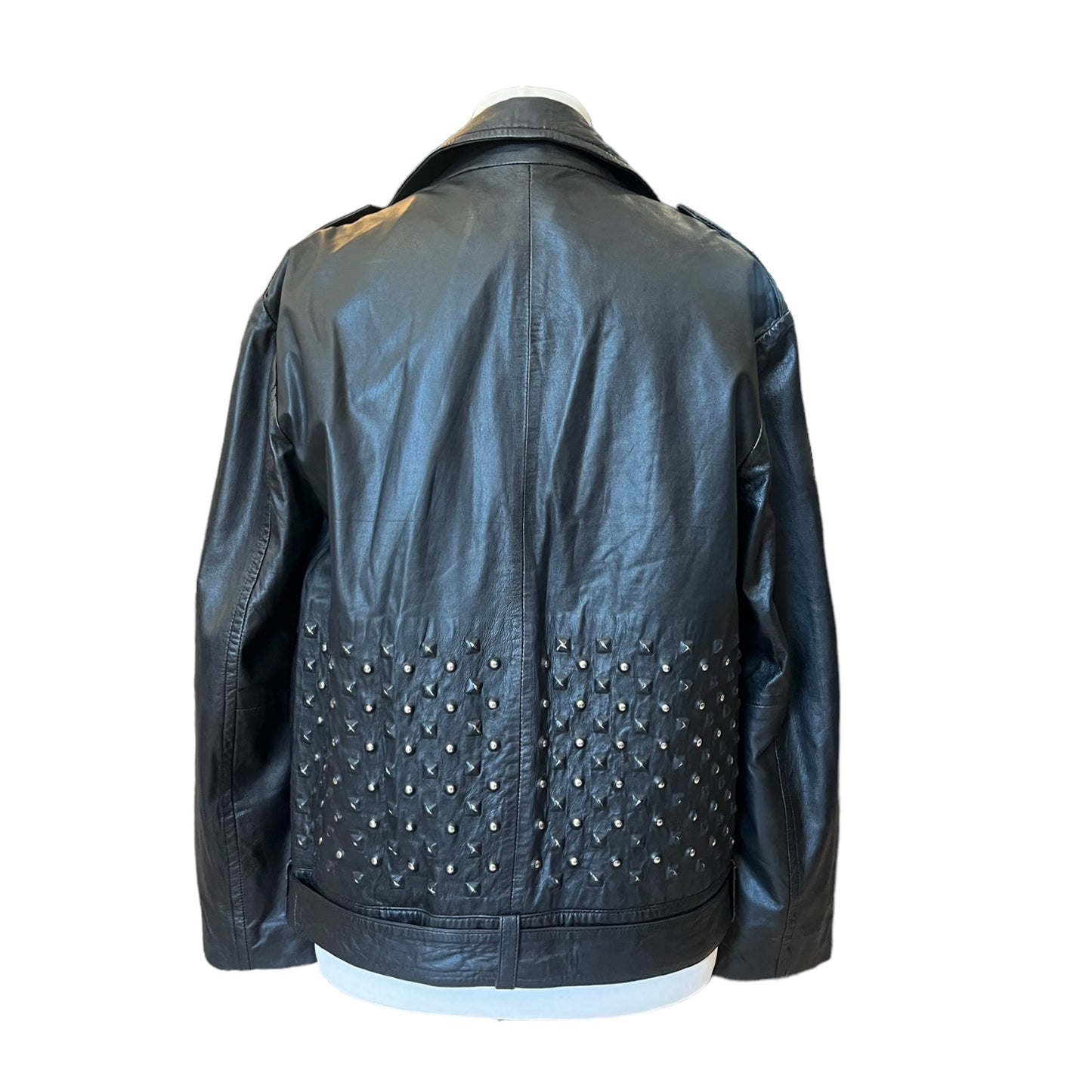Topshop Black Leather Studded Jacket - 10