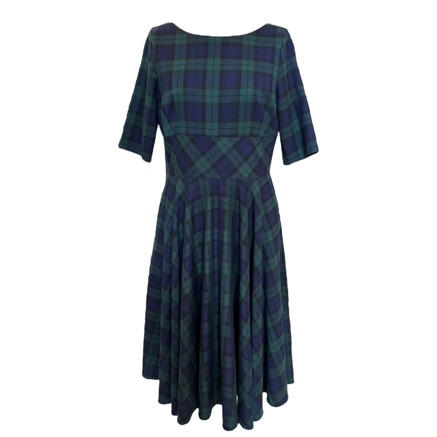 The Pretty Dress Company Navy and Green Tartan Dress - 12