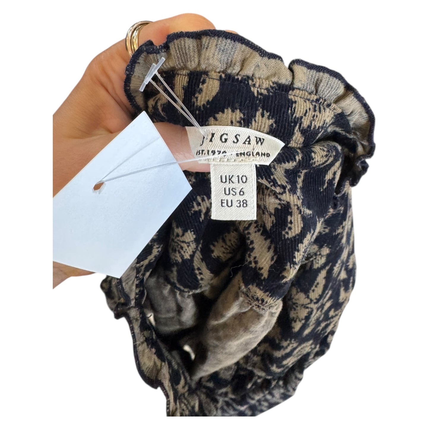 Jigsaw Black and Khaki Floral Cord Shirt - 10